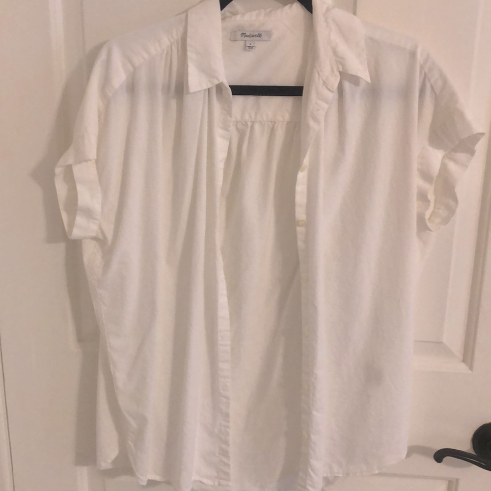 Madewell white shirt sleeve button down